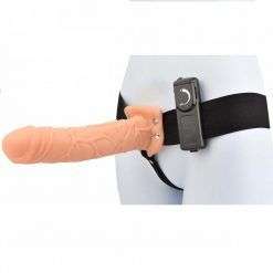 Loving Joy 8 Inch Vibrating Hollow Strap On Vanilla