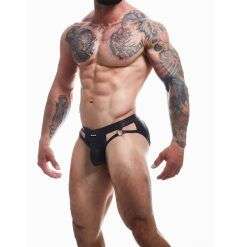 C4M Dungeon Black Leatherette Jockstrap Extra Large