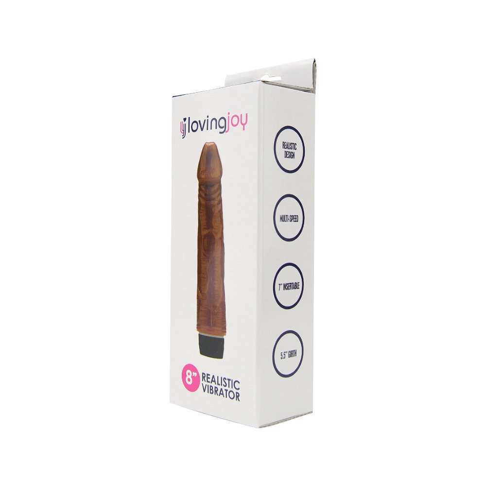 n12400-loving-joy-8-inch-realistic-vibrator-brown-pkg-1