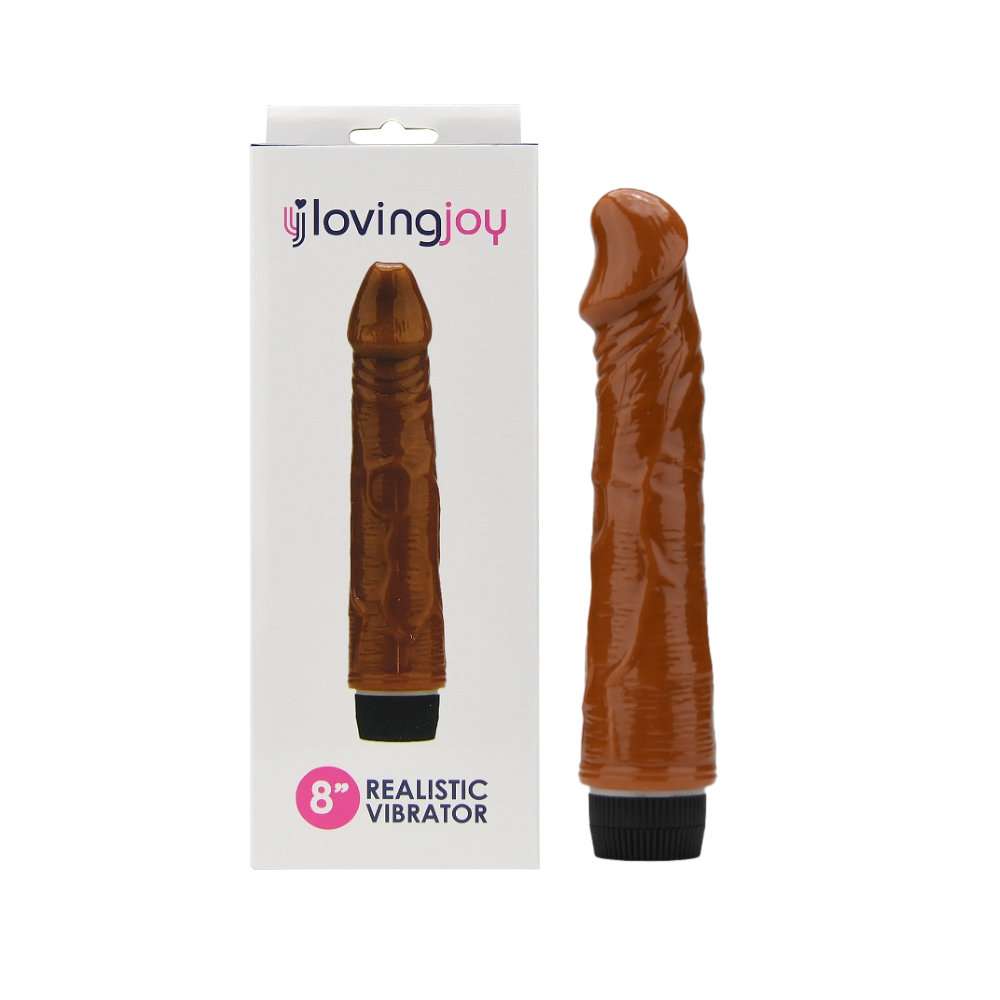 n12400-loving-joy-8-inch-realistic-vibrator-brown-pkg-product