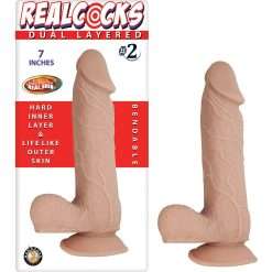 RealCocks Dual Layer Bendable Dildo 7 Inch Vanilla