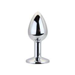 Toosh Silver Metal Butt Plug Small Clear Stone