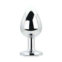 Toosh Silver Metal Butt Plug Large Clear Stone