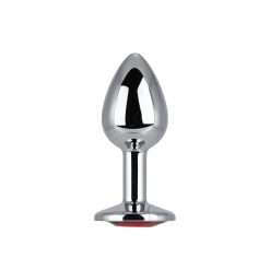 Toosh Silver Metal Butt Plug Small Red Stone