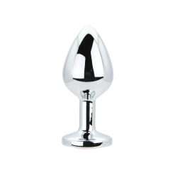 Toosh Silver Metal Butt Plug Medium Pink Stone