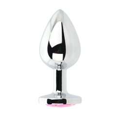Toosh Silver Metal Butt Plug Large Pink Stone