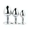Toosh Metal Butt Plug Silver Set of 3 Clear Stone