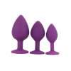 Toosh Silicone Butt Plug Purple Set of 3 Clear Stone