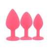 Toosh Silicone Butt Plug Pink Set of 3 Clear Stone
