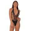Lace by LJ Deep V Teddy with Bow Black