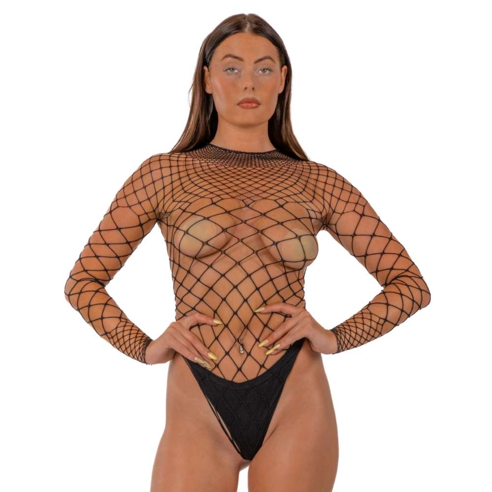 n12934-lace-by-lj-fence-net-long-sleeved-thong-bodysuit-black-1