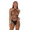 Lace by LJ Crossover Neck Crotchless Bodystocking